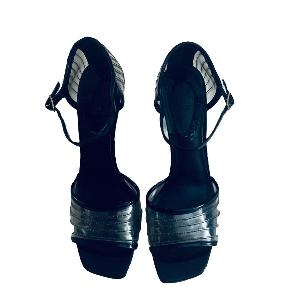 Charles By Charles David Stitched Lucite Gunmetal Mirror Heel